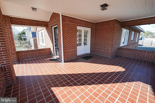 view of patio featuring french doors