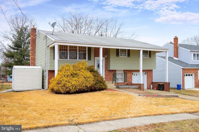 split foyer home featuring a porch