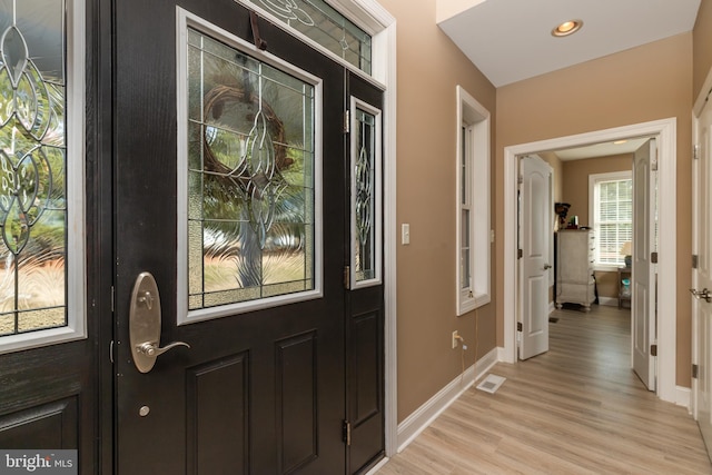 foyer featuring light hardwood / wood-style floors