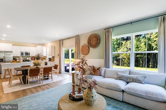 living room featuring light wood-type flooring