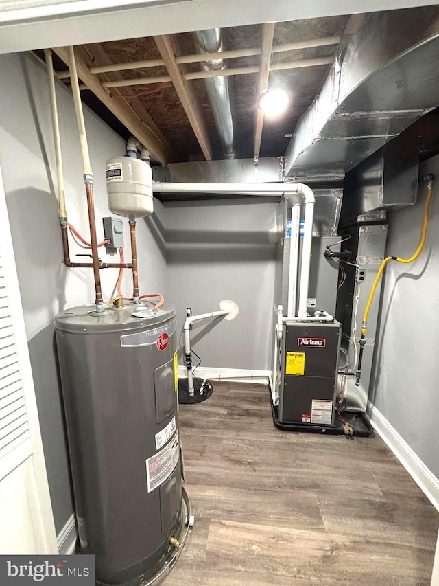 utility room with water heater