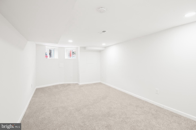 basement featuring carpet