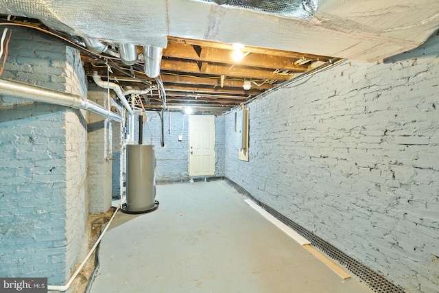 basement with water heater