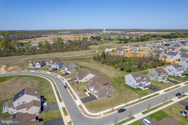 aerial view with a residential view