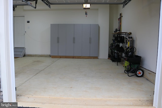 garage with a garage door opener