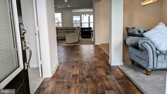 entrance foyer featuring dark hardwood / wood-style floors