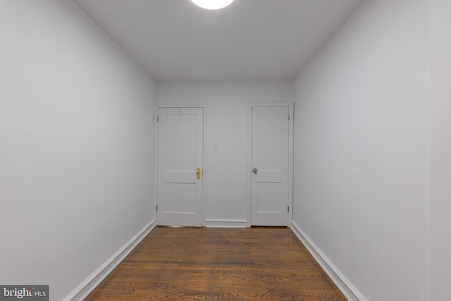 interior space with dark hardwood / wood-style flooring