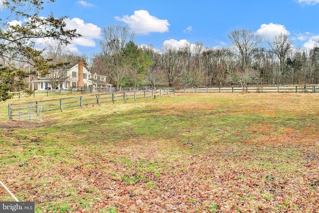 view of yard with a rural view