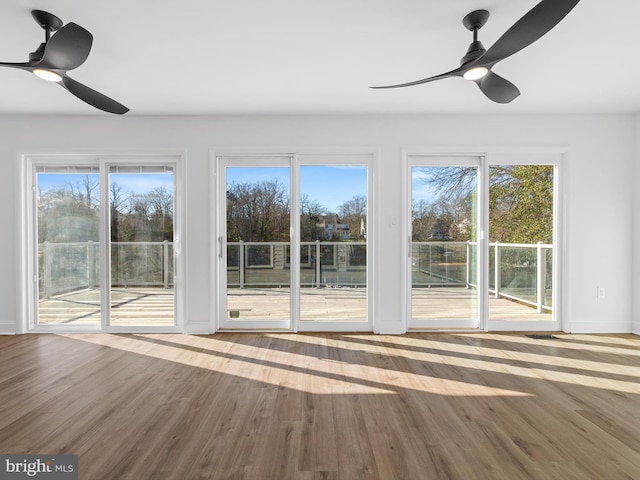 interior space featuring ceiling fan