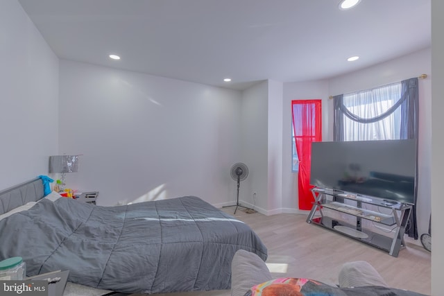 bedroom featuring light wood-type flooring