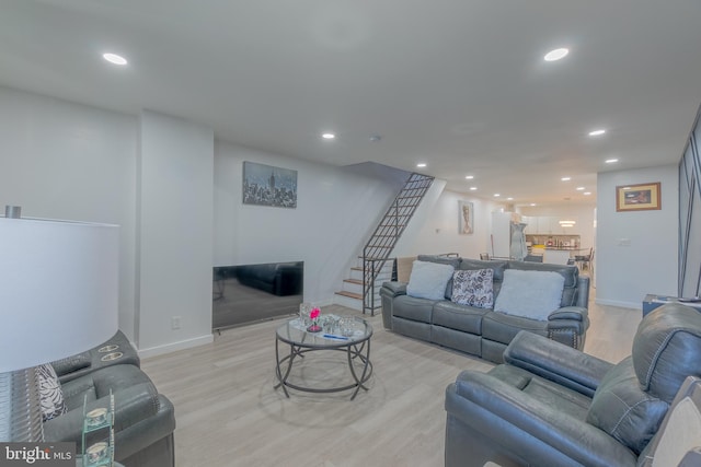 living room featuring light wood-type flooring