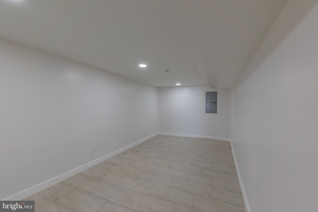 basement with electric panel