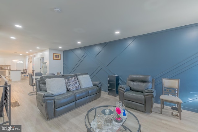 living room featuring light hardwood / wood-style flooring