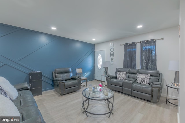 living room featuring light wood-type flooring