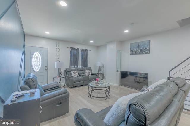 living room with light wood-type flooring