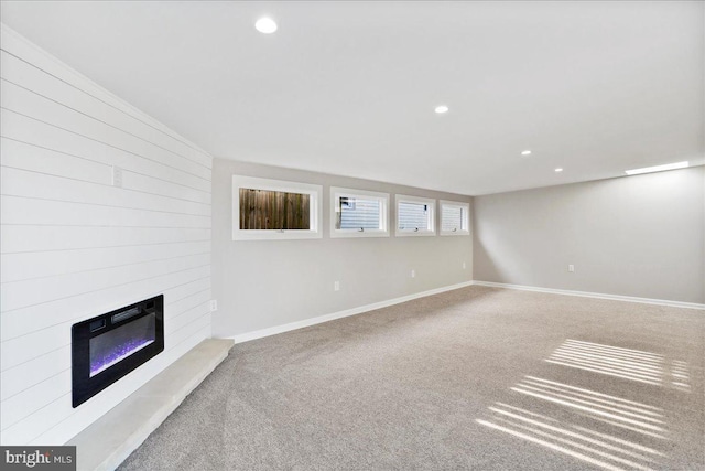 basement with carpet floors