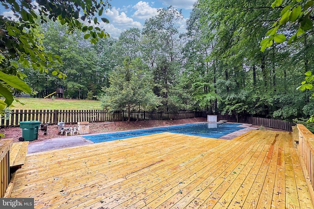 5284 Davis Ford Rd, Woodbridge, VA 22192 - deck with a fenced backyard and view of wooded area