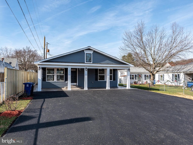 bungalow featuring a porch