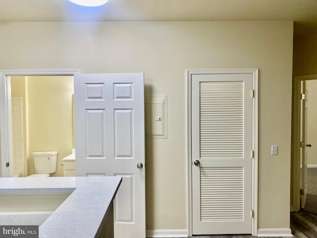 interior space featuring vanity and toilet