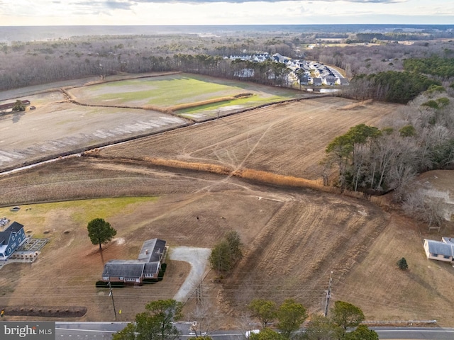 aerial view featuring a rural view