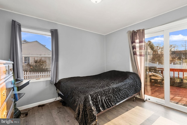 bedroom featuring multiple windows and hardwood / wood-style flooring