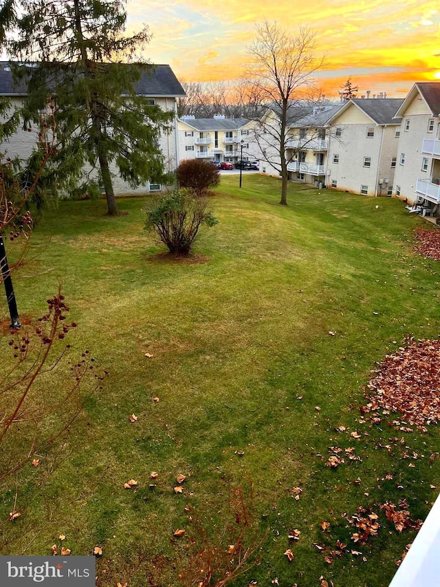 view of yard at dusk