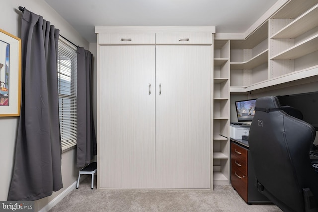 view of carpeted home office