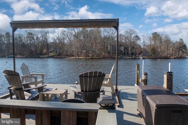 view of dock featuring a water view