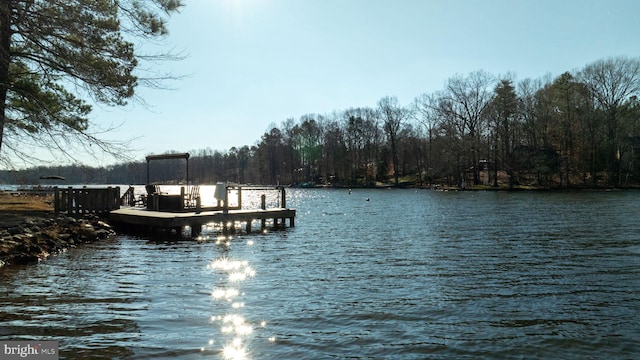 dock area featuring a water view