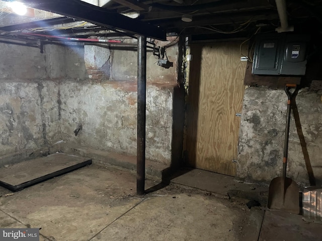 basement with electric panel