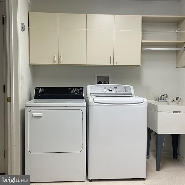 laundry room with cabinets and separate washer and dryer