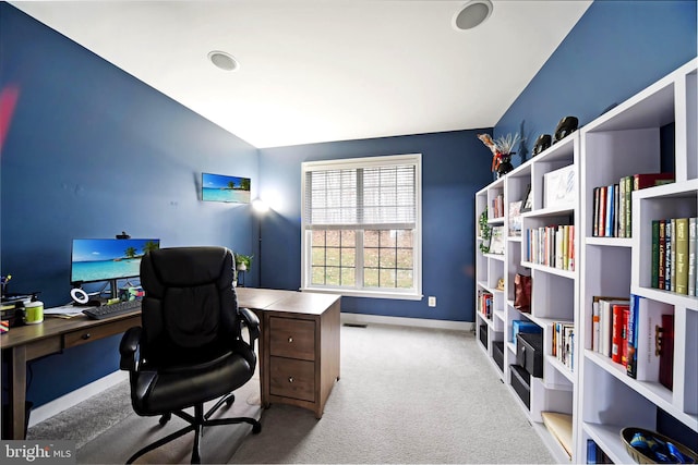 office area with light carpet