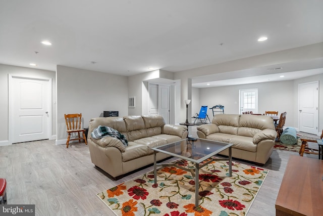 living room with light wood-type flooring