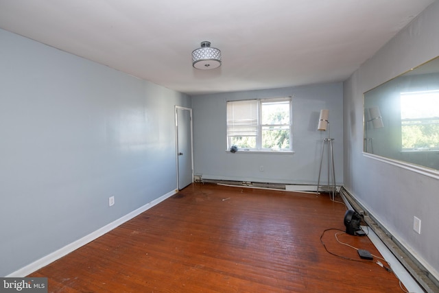 empty room with dark hardwood / wood-style floors