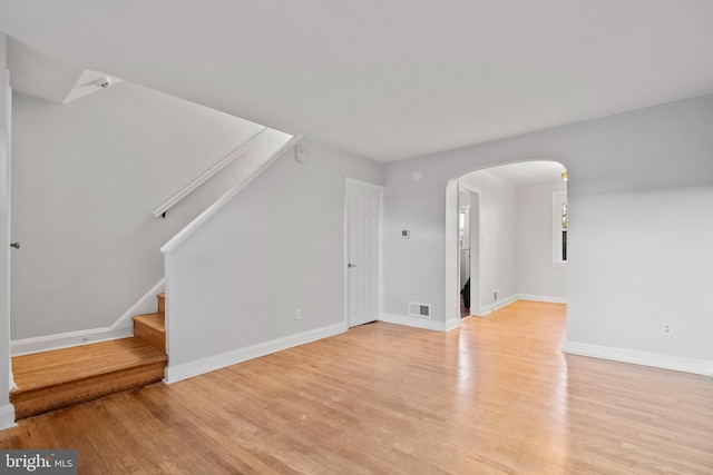 unfurnished living room featuring light hardwood / wood-style flooring