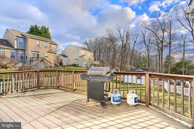 deck featuring grilling area