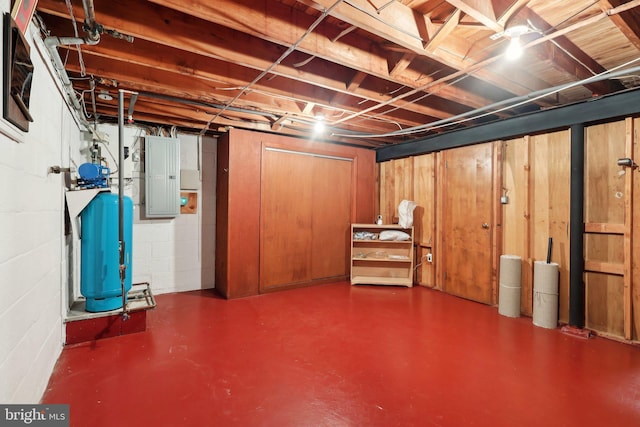 basement with electric panel