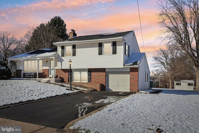 view of front of house with a garage