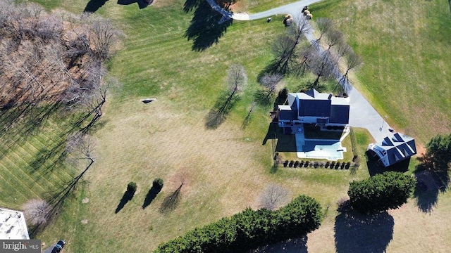 aerial view featuring a rural view