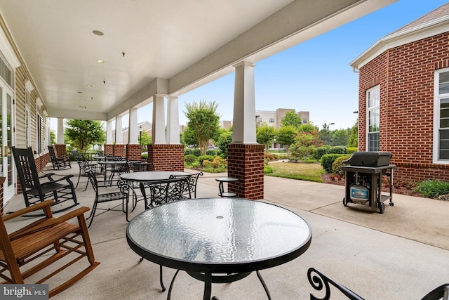 view of patio / terrace with outdoor dining area and grilling area