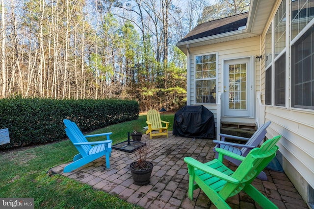 view of patio / terrace with a grill