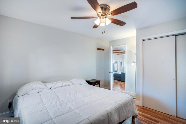 1427 Paul Blvd, Manahawkin, NJ 08050 - bedroom featuring wood finished floors, a closet, and ceiling fan