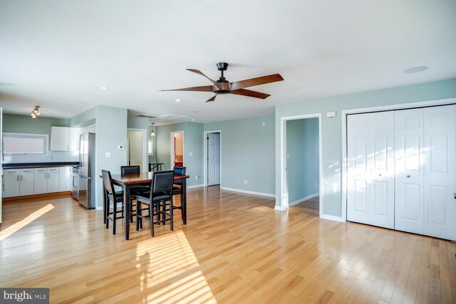 1427 Paul Blvd, Manahawkin, NJ 08050 - dining space with recessed lighting, a ceiling fan, baseboards, and light wood finished floors