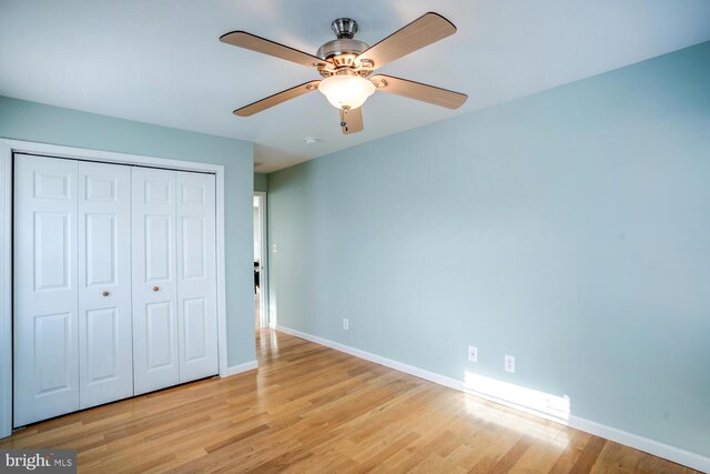 1427 Paul Blvd, Manahawkin, NJ 08050 - unfurnished bedroom with a closet, light wood-style flooring, baseboards, and ceiling fan