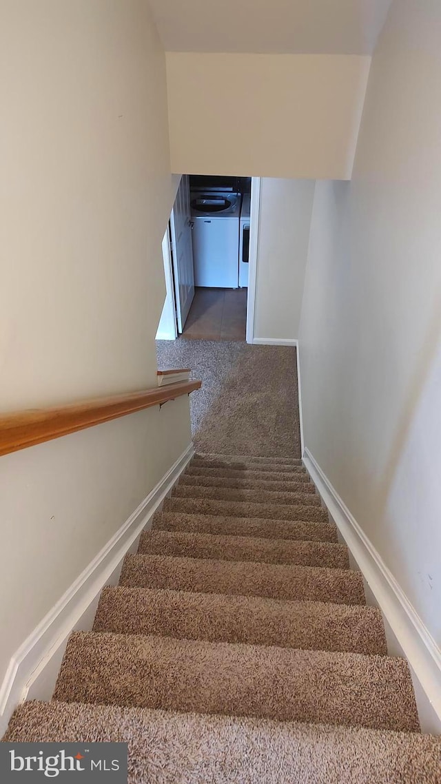 stairway with carpet flooring