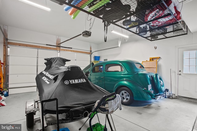 garage with a garage door opener