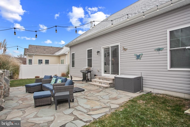 view of patio / terrace featuring outdoor lounge area and area for grilling