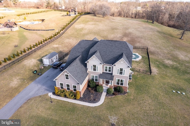 drone / aerial view featuring a rural view