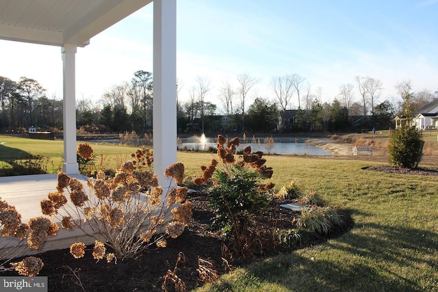 view of yard featuring a water view