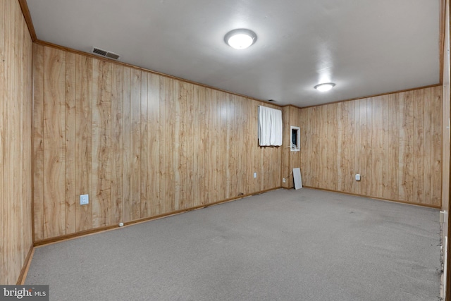 basement with light colored carpet